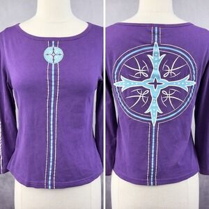 Krimson Klover Womens Silk Blend Top Size Small Graphic Tee Retro Skater Street